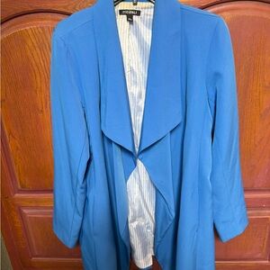 Roz & Ali Royal Blue Draped Open-Front Blazer